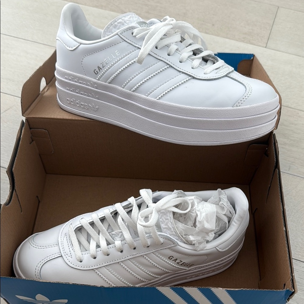 Adidas Women's White Gazelle Bold Platform Sneakers